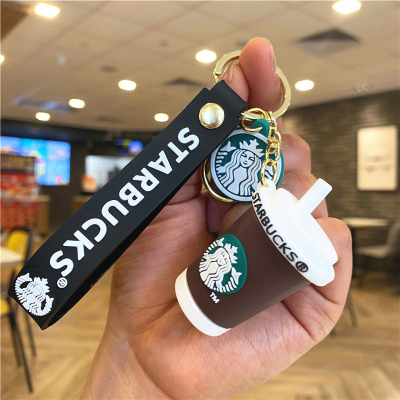 Starbucks Cup Silicone Keychain – Cute Coffee Lover Keyring with Logo Strap