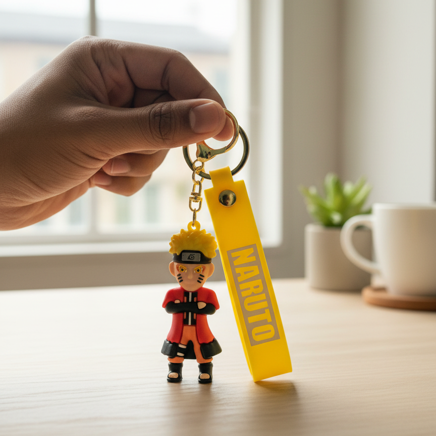 Naruto Uzumaki Anime Keychain – Premium Chibi Figure with Yellow Strap