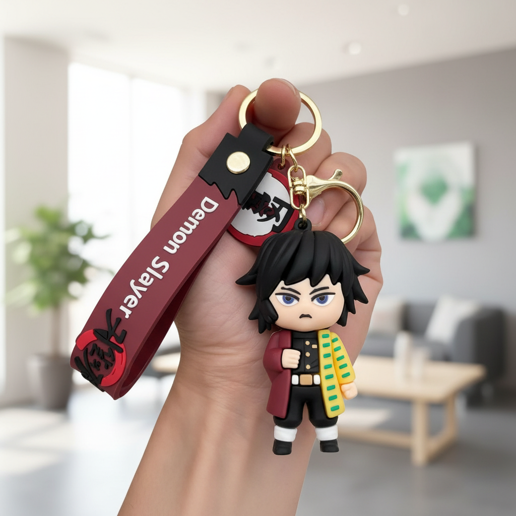 Giyu Tomioka 3D Mini Figure Keychain with Silicone Strap