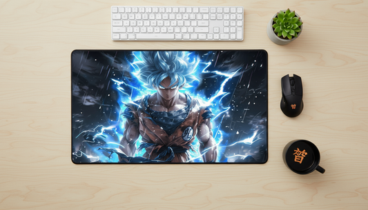 Super Saiyan Blue Desk Mat – Power Up Your Workspace