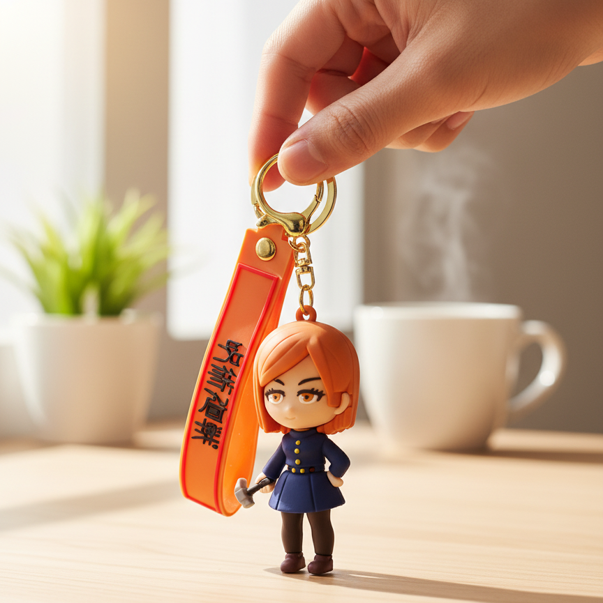 Nobara Kugisaki Anime Keychain – Premium Chibi Figure with Orange Strap