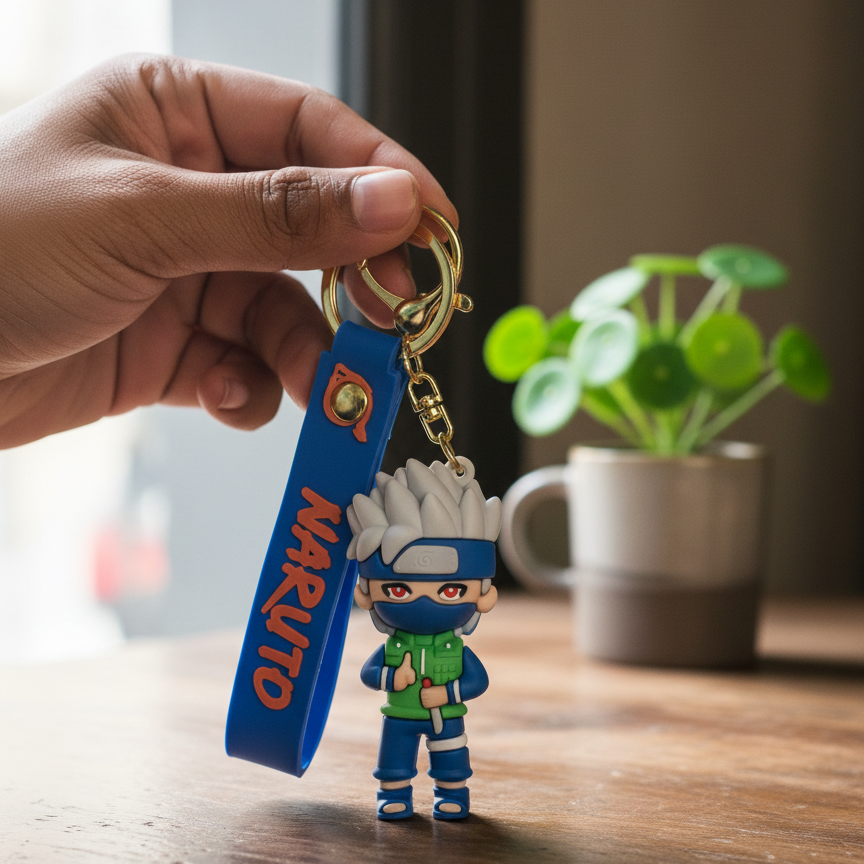 Kakashi Hatake Anime Keychain – Premium Chibi Ninja Figure with Blue Strap