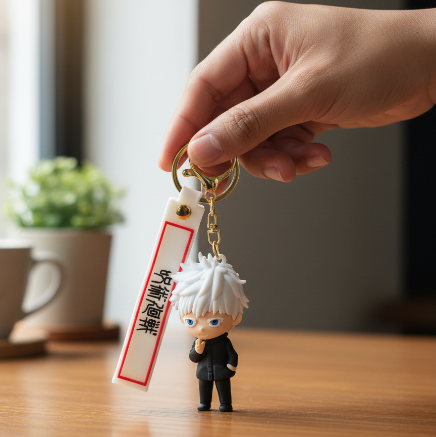 Gojo Satoru Anime Keychain – Premium Chibi Figure with Japanese Strap
