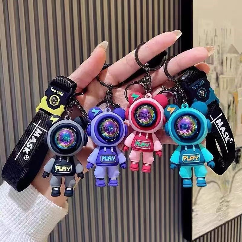 Astronaut Keychain – Cute 3D Figure with Rubber Strap