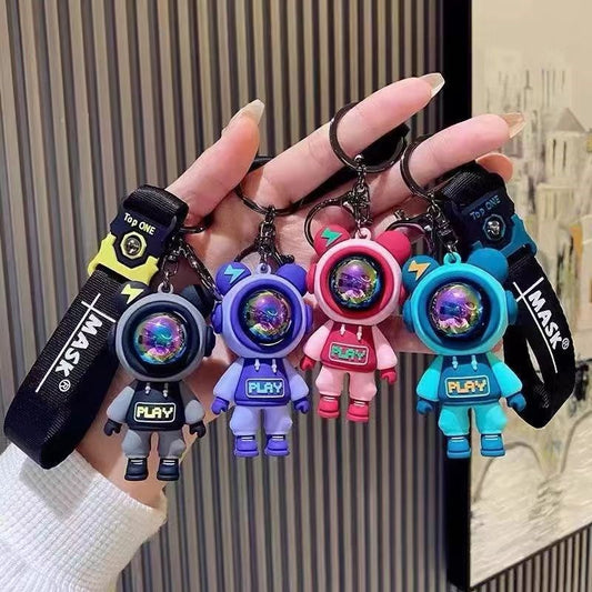 Astronaut Keychain – Cute 3D Figure with Rubber Strap