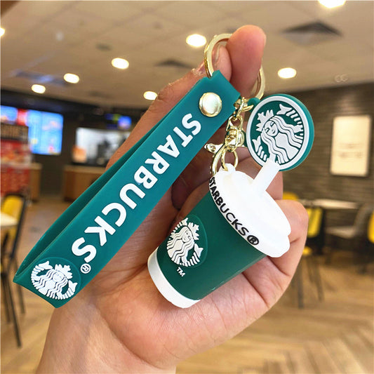 Starbucks Cup Silicone Keychain – Cute Coffee Lover Keyring with Logo Strap