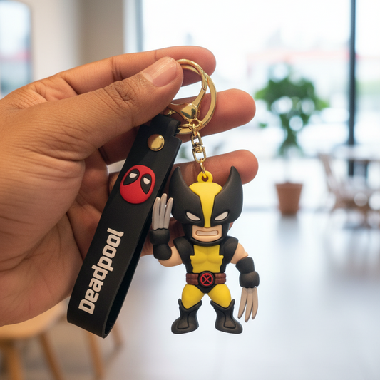 Wolverine 3D Soft Rubber Keychain | Premium Superhero Key Ring | Deadpool Strap | Bag & Bike Charm for Men & Kids