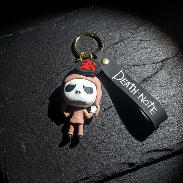 Skull Hooded Anime Keychain with Death Note Strap