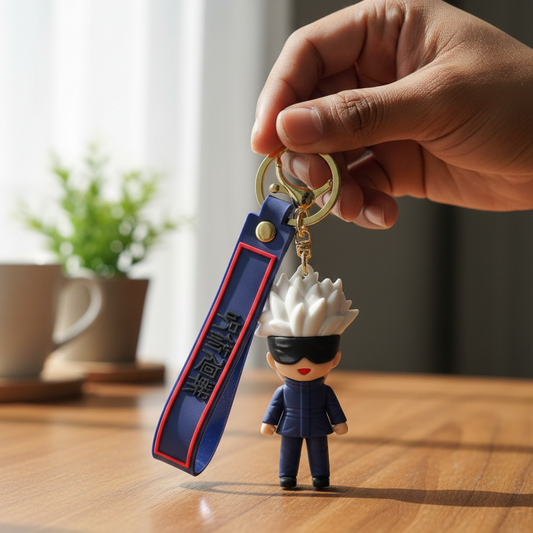 Gojo Satoru Anime Keychain – Premium Chibi Figure with Japanese Strap
