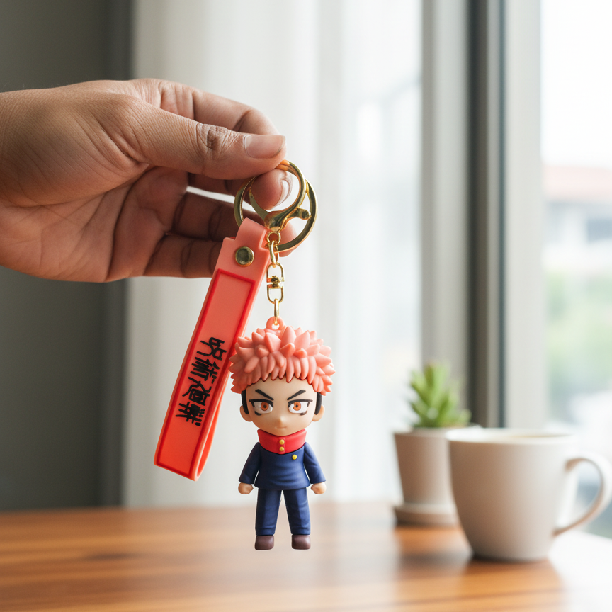 Yuji Itadori Anime Keychain – Premium Chibi Figure with Japanese Strap