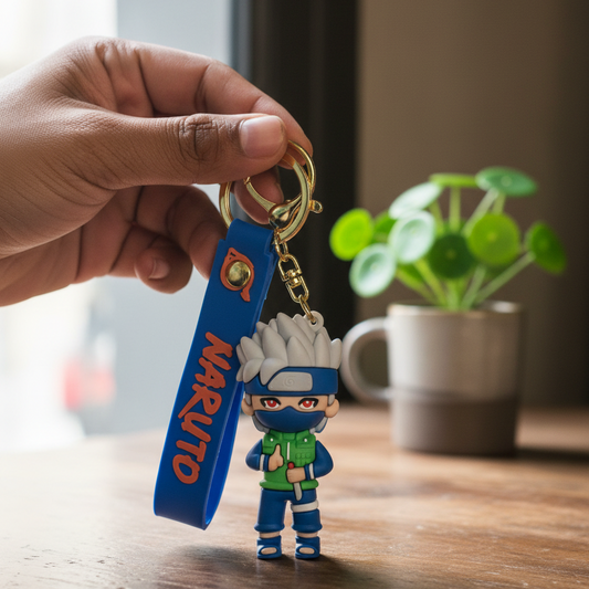 Kakashi Hatake Anime Keychain – Premium Chibi Ninja Figure with Blue Strap